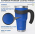 Stainless Steel Travel Mug with Handle 30 oz - 6 Piece Set. Tumbler with Handle, Straw, Cleaning Brush & 2 Lids. Double Wall Insulated Large Coffee Mug Bundle - Royal Blue Powder Coat Tumbler