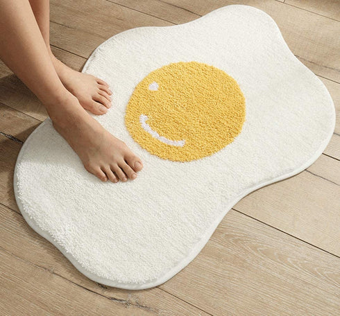 Bathroom Rug Mat, Cartoon Cute Funny Egg Shape, Ultra Soft and Water Absorbent Bath Rug, Bath Carpet, Machine Wash Dry, for Tub, Shower, and Bath Room, 17.7x25.5