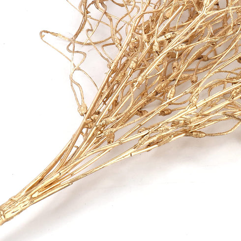 Firlar 5 PCS Gold Sparkle Curly Ting Branch, 21in Glitter Ting Vase Filler Wedding Bouquet Artificial Floral Flower Stub Stem for DIY Bride Bouquet, Wedding Party Table Centerpiece Decor
