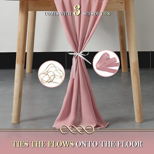 Netany 4PCS Dusty Rose Chiffon Table Runner 29x120 Inches, Romantic Sheer Fabric for Wedding Decorations, Baby Shower and Birthday Party Cake Table Decorations