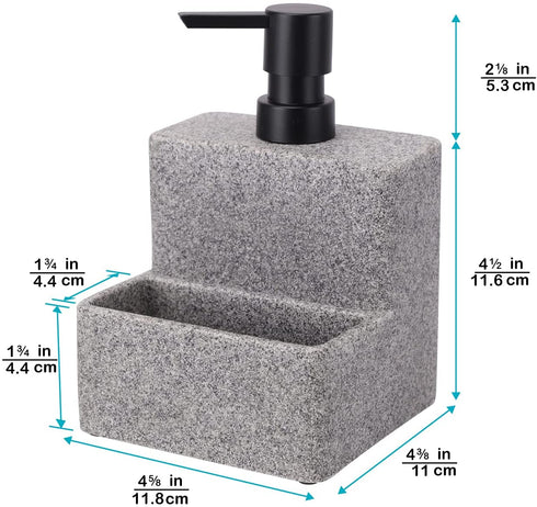 zccz Soap Dispenser with Sponge Holder, Liquid Hand and Dish Soap Dispenser Pump Bottle and Sponge Holder 2 in 1 for Kitchen Sink Bathroom Counter Storage and Organization