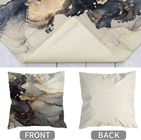 UIOIU Grey Pillow Cover 18x18 Set of 4 Black and Gold Decorative Throw Pillow Cover Modern Marble Texture Pillow Case for Sofa Bed Couch Living Room Bedroom,18x18 Inch(UUBZT14)