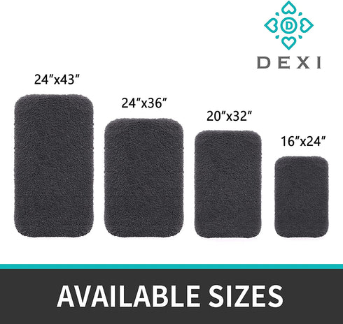DEXI Bathroom Rug Mat, 24x16, Extra Soft and Absorbent Bath Rugs, Machine Wash Dry, Non-Slip Carpet Mat for Tub, Shower, and Bath Room, Charcoal