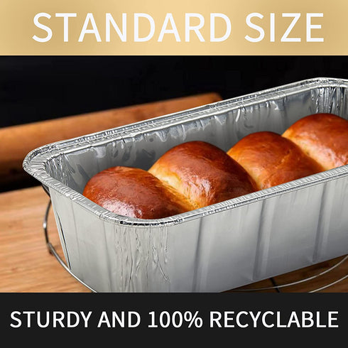 2 LB Aluminum Foil Pans For Bread Loaf (50 Pack) 8.5"x4.5" Foil Bread Pans - Standard Size Disposable Tins for Baking Bread - Compatible with RoadPro 12-Volt Portable Stove