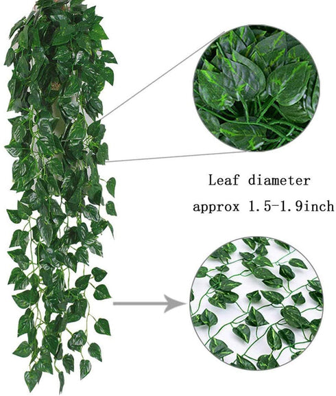 Kalolary 176 Ft 24 Strands Artificial Ivy Garland Leaf Vines Plants Greenery, Hanging Fake Plants, for Wedding Backdrop Arch Wall Jungle Party Table Office Decor (Scindapsus)