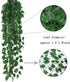 Kalolary 176 Ft 24 Strands Artificial Ivy Garland Leaf Vines Plants Greenery, Hanging Fake Plants, for Wedding Backdrop Arch Wall Jungle Party Table Office Decor (Scindapsus)