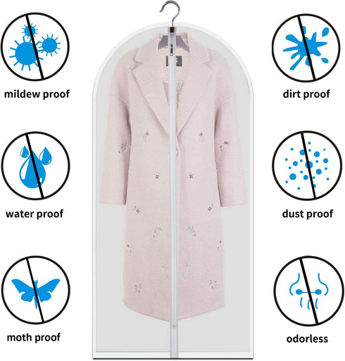 Allhom garment bags for dresses - set of 4 pcs 60 inch hanging clothing storage bags and cedar balls, for long dress, long gowns, and dance costumes