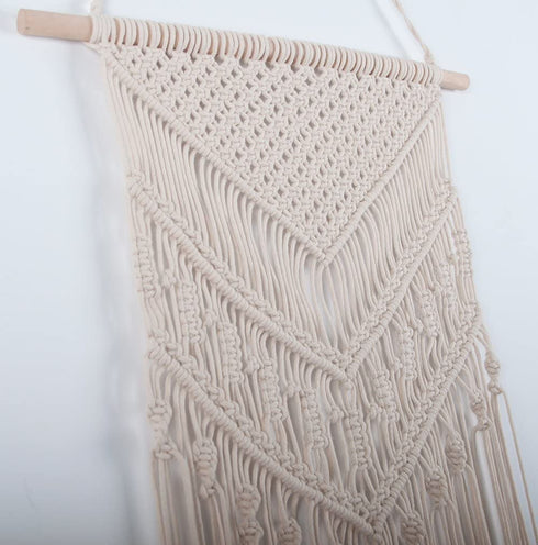 TIMEYARD Macrame Woven Wall Hanging - Boho Chic Bohemian Home Geometric Art Decor - Beautiful Apartment Dorm Room Decoration, 16"W x 33"L