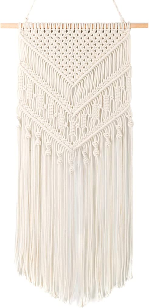 TIMEYARD Macrame Woven Wall Hanging - Boho Chic Bohemian Home Geometric Art Decor - Beautiful Apartment Dorm Room Decoration, 16"W x 33"L