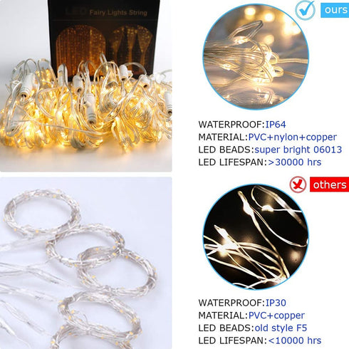 Curtain String Lights, Battery Operated & USB Powered 9.8x6.6Ft 200LED Hanging Christmas Fairy Lights with Timer & Waterproof Function for Outdoor Indoor Bedroom Wall Decor, Warm White
