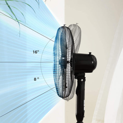 PELONIS 16'' Pedestal Remote Control, Oscillating Stand Up Fan 7-Hour Timer, 3-Speed and Adjustable Height, PFS40A4BBB, Supreme 16"-Black