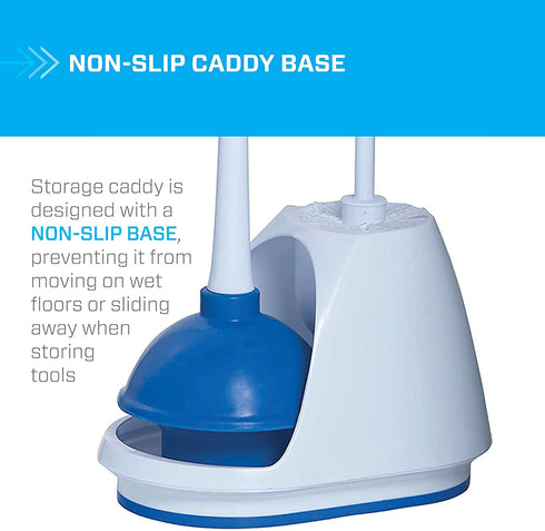Mr. Clean Turbo Plunger and Bowl Brush Caddy Set, Toilet Brush Plunger Combo