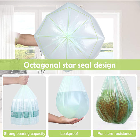 8 Gallon Trash Bags Biodegradeable Medium Garbage Bags, Extra Strong Trash-Can-Liner for Bathroom Kitchen Office (120 Counts, 30 Liter, Green)