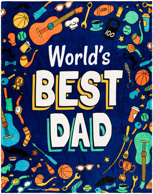 Infinity Republic - World's Best Dad Super Plush Blanket - Perfect for Father's Day, Birthday Gifts, Decor, etc!