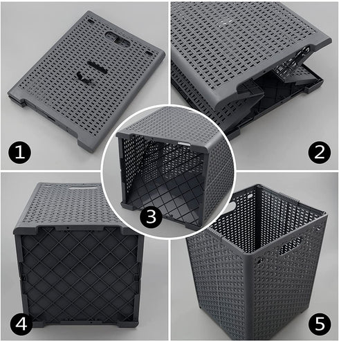 Tstorage Plastic Collapsible Storage Laundry Baskets, Foldable Laundry Hampers, 2 Packs