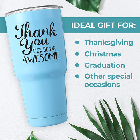 KEDRIAN Thank You For Being Awesome Tumbler 30oz, Perfect Thank You Gifts For Friends, Teacher, Boss, Coworker, Appreciation Gifts For Christmas, Birthday, Unisex Stainless Steel Insulated Tumbler