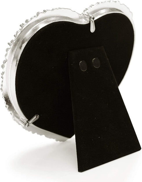 MIMOSA MOMENTS Heart shaped Jewel Picture Frame with Rhinestones (Silver, 5x5)