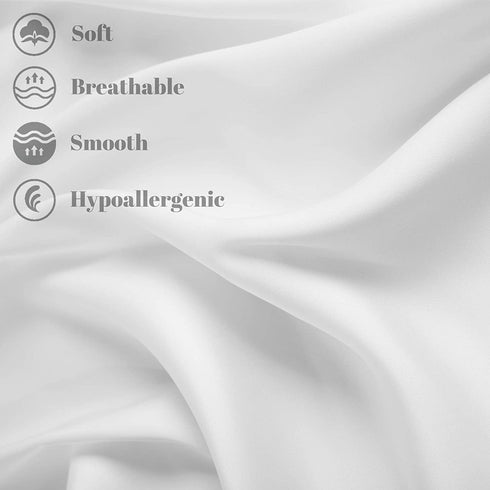 BEIJOEY 100% Mulberry Silk Pillowcase 2 Pack for Hair and Skin,19 Momme 600 Thread Count Natural Silk Pillow Cover Set of 2,with Hidden Zipper,Soft Breathable Smooth (White, Standard 20''x26'')