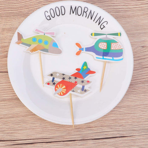 Amosfun 36pcs Kids Cake Toppers Cartoon Airplane Cake Toppers Airplane Cupcake Toppers Creative Cake Picks Dessert Toppers Party Supplies Kids Birthday Favors
