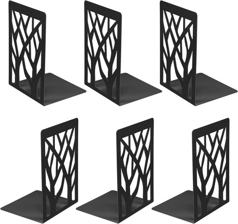 MSDADA Bookends, Book Ends for Shelves, Bookends for Office, Book Ends for Heavy Books, Book Shelf Holder Stand Home Decorative?Metal Bookend Supports, Book Stoppers, Black(3 Pairs)