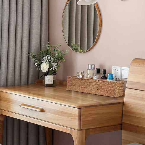 Seagrass Storage Basket Woven Shelf Baskets for Bathroom Vanity Dresser Organizer 14.6inch x 4.7inch x 3.1inch