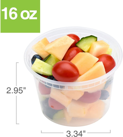 Glotoch 48 Pack 16 oz. (2 Cups) Plastic Food and Drink Storage Containers Set with Lids - Microwave, Freezer & Dishwasher Safe Eco-Friendly, BPA-Free, Reusable & Stackable