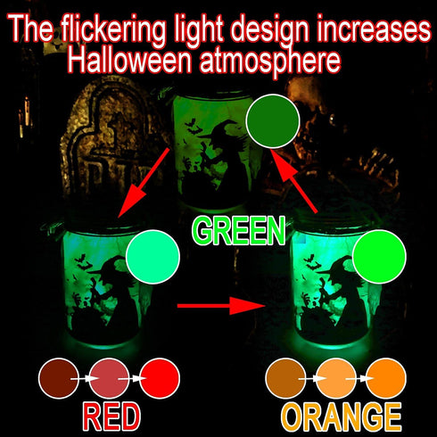 3 pcs Halloween DIY Lantern Jar Craft Kit Decor Supplies Gift, Flickering Flameless Candles(Red, Orange, Green) and Accessories(Eyeball, Spider, Finger), Indoor Outdoor Garden DIY Deco Art Project