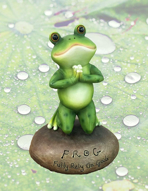 DWK Praying Frog Outdoor Garden Statue | Religious Novelties Outdoor Frog Statues | Garden Meditation and Garden Frogs Decor | Inspirational Figurines - 6.5"