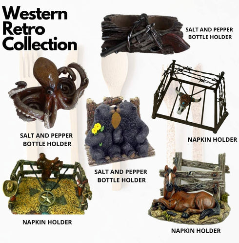Comfy Hour Western Retro Collection 3" Octopus Salt and Pepper Bottle Holder, Polyresin