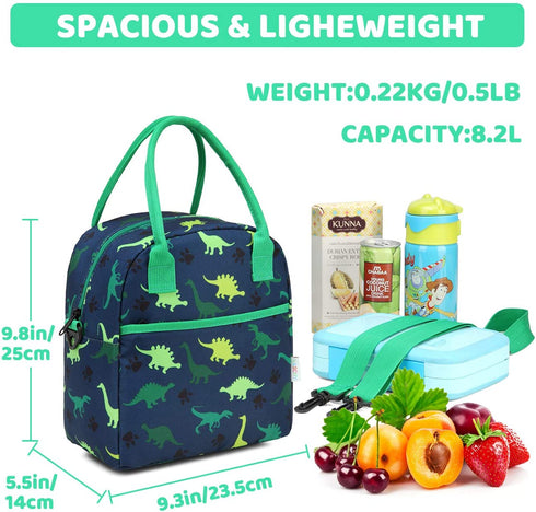 Lunch Box Bag for Kids,VASCHY Insulated Lightweight Lunch Box Tote for Toddler Boys and Girls School Daycare Kindergarten Dinosaur