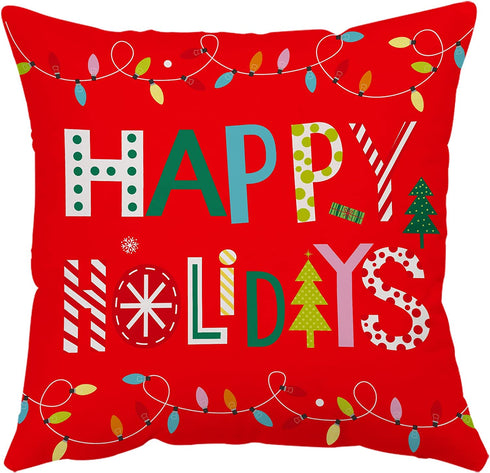 Neatee Living Merry Christmas Pillow Covers 20x20 Set of 4 Velvet Cases Red Green Xmas Holiday Throw Soft Tree Cushion for Outdoor Home Bed Sofa Couch(20 Inch)