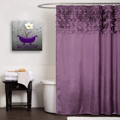 Purple Bath Tray Flowers Home Bathroom Decoration Artwork Modern Decorative Canvas Wall Art for Wall Decor and Framed Ready to Hang 20"x20"