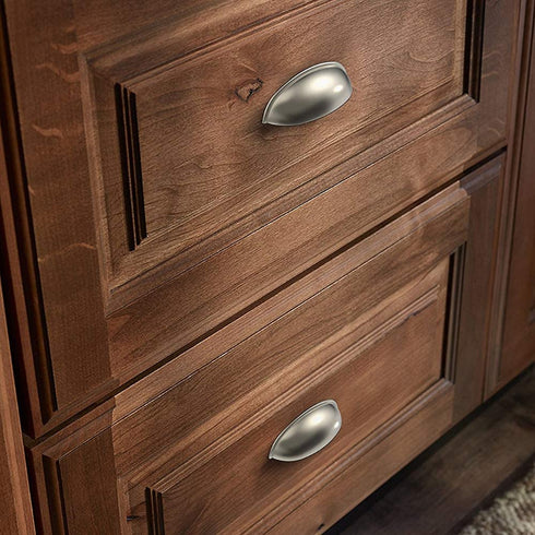 Franklin Brass Brushed Nickel Bin Cup Pull, Cabinet Handles and Drawer Pulls for Kitchen Cabinets and Dresser Drawers, 3 Inch (76mm), 10-Pack, P34702K-SN-B, Cabinet Hardware