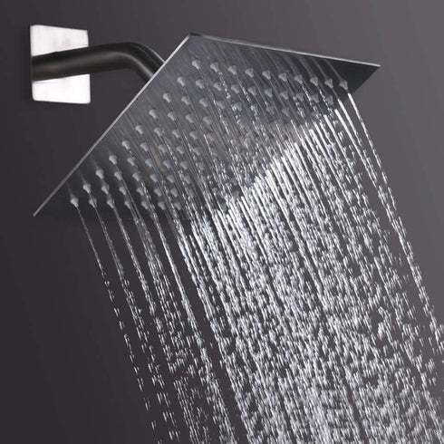 HIGH PRESSURE Rain Shower head, NearMoon High Flow Stainless Steel Square ShowerHead, Pressure Boosting Design, Awesome Shower Experience Even At Low Water Flow (8 Inch, Chrome Finish)
