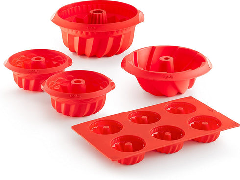 Lekue Savarin 6 Cavity Bundt pan, Red