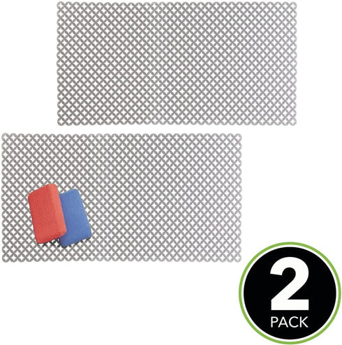 mDesign Decorative Kitchen Sink Dish Drying Mat/Grid - Plastic Farmhouse Sink Protector, Cushions, Stemware, Wine Glasses, Dishes - Quick Draining Diamond Design, XL, 25" Long - 2 Pack - Graphite Gray