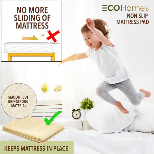 ECOHomes Non Slip Mattress Grip Pad Keep Mattress from Sliding - Anti Slip Resistant Mattress Gripper - for Box Spring, Platform & Bed Frames - No Slip Rubber Mat Slide Stopper (Queen)