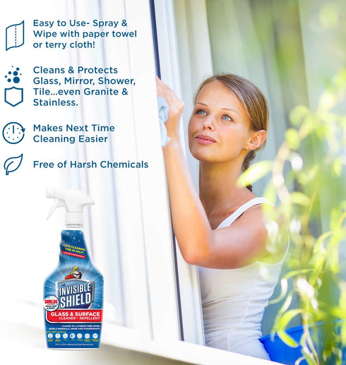 Invisible Shield Glass & Surface Cleaner and Repellent 25 fl. oz. Cleans and Protects against future dirt on multi surfaces by UNELKO- Clean-X Invisible Shield (2)