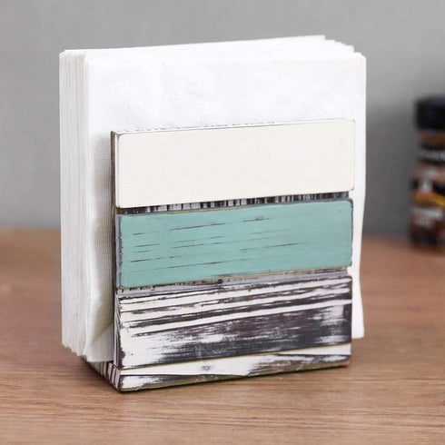 MyGift Rustic Napkin Holder Torched Wood Home Kitchen Napkin Dispenser Rack with Mixed Color Design