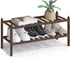 BAMEOS 2-Tier Shoe Rack,Bamboo Stackable Shoe shelf Storage Organizer,27.2"x11"x13.2" For Entryway, Hallway, and Closet
