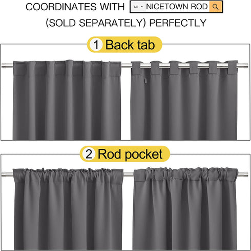 NICETOWN Light Reducing Curtain Panels Window Draperies - (Grey Color) 52x84 inch, 2 Pieces, Insulating Room Darkening Drapes for Bedroom