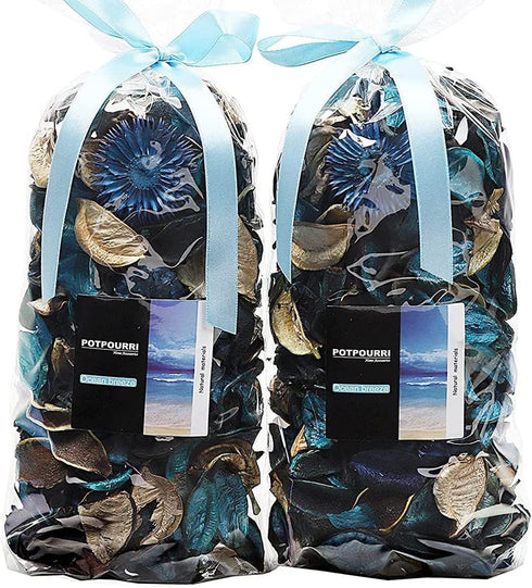 Qingbei Rina Potpourri Bags,Ocean Breeze Scented Potpourri Dried Flower, Home Fragrance Sachet Petal Bowl Vase Filler,Seashell Beach Coastal Decor, 8.4 oz+Vial(Turquoise)