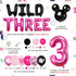 Cartoon Mouse 3rd Birthday Decorations Party Supplies for 3 Years Old Girls Balloon Garland Arch Kit with Wild Three Cartoon Mouse Theme Number 3 Balloon