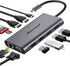Hiearcool USB C Hub,USB-C Laptop Docking Station,11 in 1 Triple Display Type C Adapter Compatible for MacBook and Windows(2HDMI VGA PD3.0 SD TF Card Reader Gigabit Ethernet 4USB Ports)