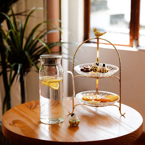 Glass Pitcher with Lid and Handle, 50 oz/1500ml Water Pitcher, Pitcher for Ice Tea and Homemade Juice, Heat Resistant Borosilicate Glass Carafe for Hot/Cold Water.