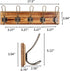 Rustic Coat Rack - Wall Mounted Solid Pine Wood 17" Entryway Coat Hooks - Rustic Hooks for Hanging Coats,Jacket,Clothes,Hats (1 Item Five Hooks, Carbonized Black with Bronze Hooks)