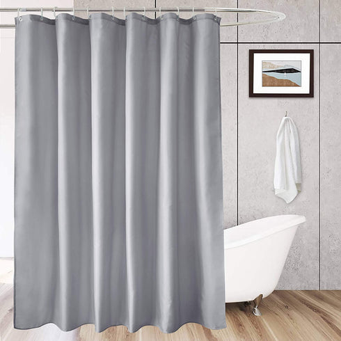 AooHome Extra Long Shower Curtain Liner, Polyester Bathroom Curtain for Hotel with Hooks, Waterproof, Weighted Hem, Light Gray, 72 Width x 96 Height inch