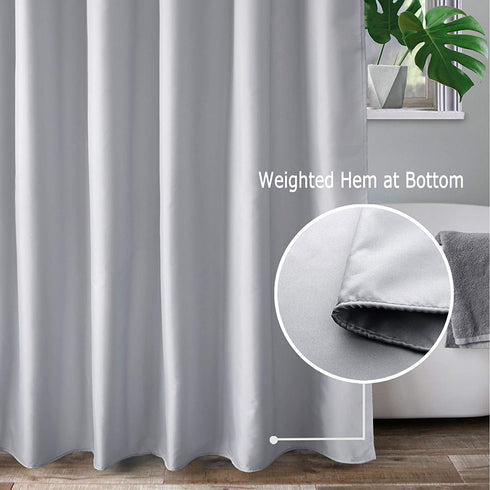AooHome Extra Long Shower Curtain Liner, Polyester Bathroom Curtain for Hotel with Hooks, Waterproof, Weighted Hem, Light Gray, 72 Width x 96 Height inch