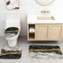 4Pcs Black Marble Shower Curtain Sets, Bathroom Sets with Shower Curtain and Rugs and Accessories, Rug Toilet Lid Cover and Non-Slip U Shape Mat, Waterproof Shower Curtain with 12 Hooks, 72" x 72"
