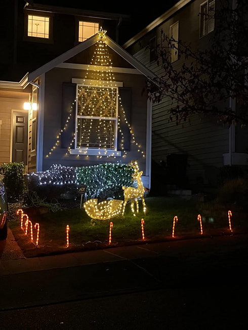 344 LED Star String Lights Fairy Christmas - Waterfall 13ft 3 x Large D Battery Operated Outdoor & Indoor Waterproof 8 Modes & Timer Remote for Christmas Tree Topper, Holiday Decorations (Warm White)